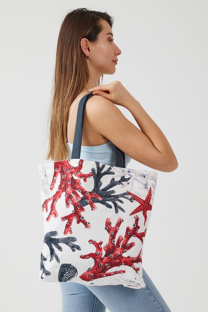 Ays Home Coral Pattern Cloth Shopping Beach Shoulder Bag