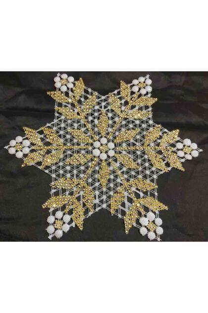 3 Piece Hoop Work Beaded Star Napkin Lace Tsrm5-3