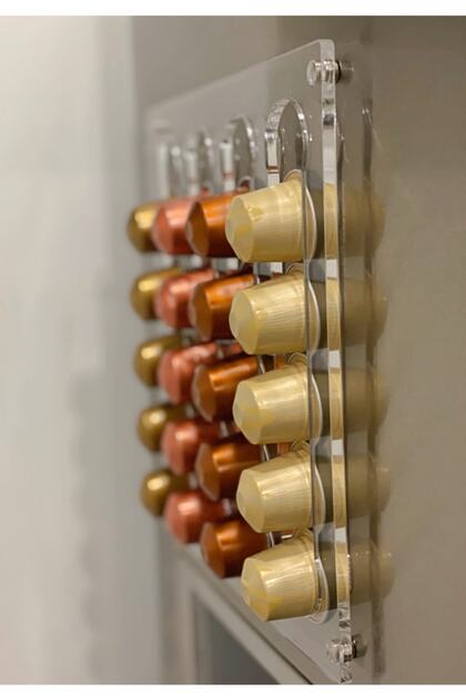 AKRILION Orjinal Kapsül Kahve Standı Buzdolabı Için Mıknatıslı 20 Kapsul Kapasiteli Nespresso Jacobs Uyumlu