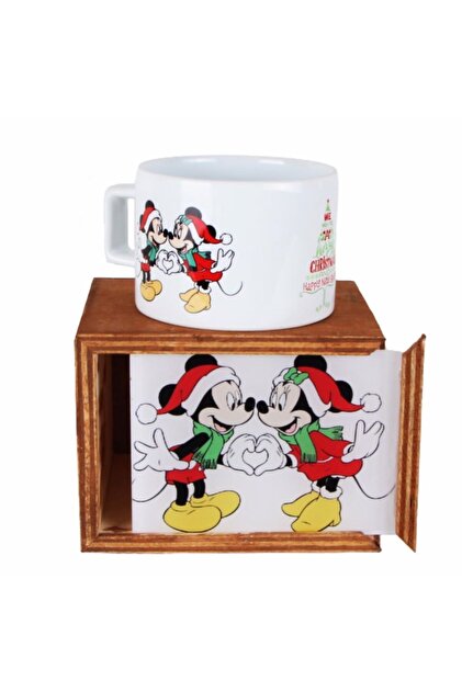 HediyeKanalı Mickey Mouse Minnie Mouse Yılbaşı Doğal Ahşap Kutulu Kupa Yılbaşı Hediyesi - 2