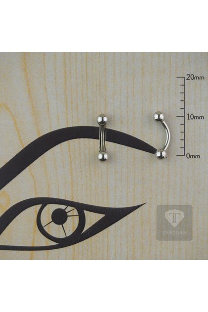 Gümüş Renk Cerrahi Çelik Kaş - Rook Piercing 6 Mm 164837aa