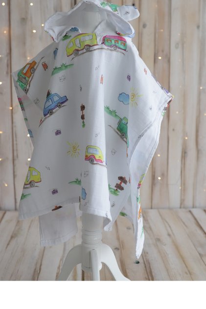 White Caravan Muslin Poncho 60Cmx68Cm