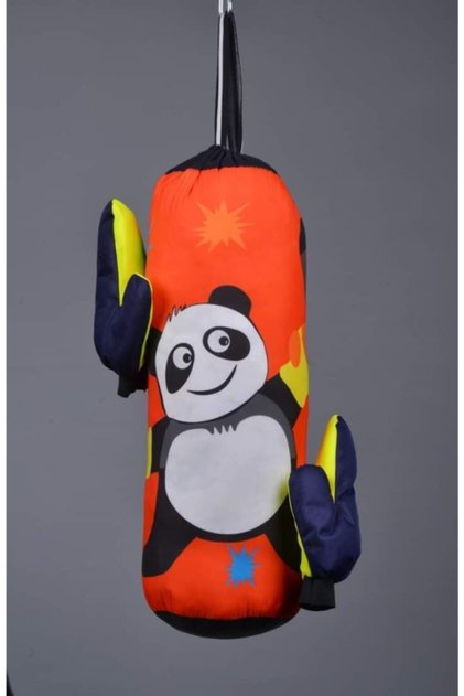 2- 6 Yaş Çocuk Boks Torbası Panda 45cm Eldiven Hediyeli