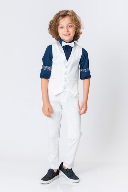 Boy's Ecru White Vest