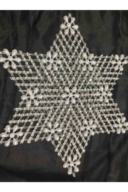 3 Piece Pulley Work Beaded Star Napkin Lace Tsrm36-3