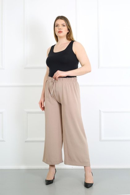 Women's Mink Ayrobin Fabric Standard Size Trousers with Elastic Waist
