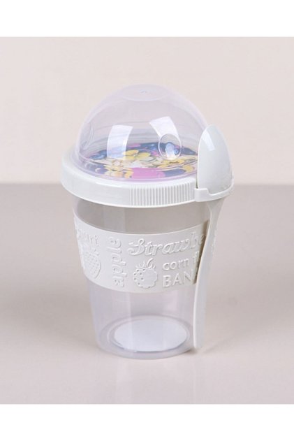Color According to Stock Status Will Be Sent ⚠️ By Color ‼️Fruit Container - Portable Yogurt Container with Spoon 600 ml Ivory Fma05256