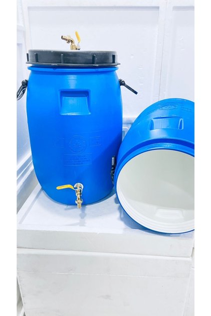 60 Litre Musluklu Varil Bidon Şarap Sirke Için Fermante Için 2x Metal Musluku Çıkışlı Varil-bidon