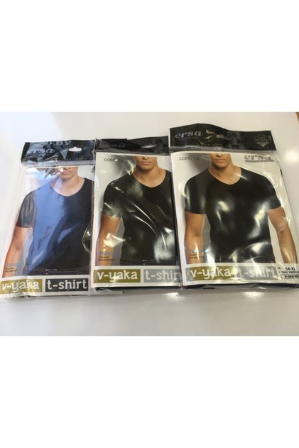 3 Pieces 100% Cotton Solid Colored Men's V-Neck Half Sleeve T-shirt