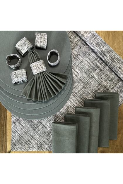 American Service, Wicker 6 Plates, 6 Napkins, 6 Napkin Rings and Runner Tk7
