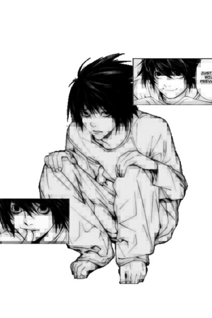 Universal L Lawliet Glitched Manga Panel Tablo Ahşap Poster