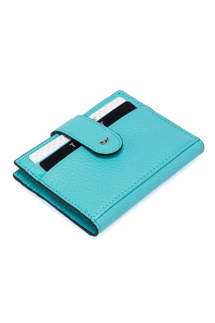 Turquoise Leather Men's Credit Card Holder 01617s3ı