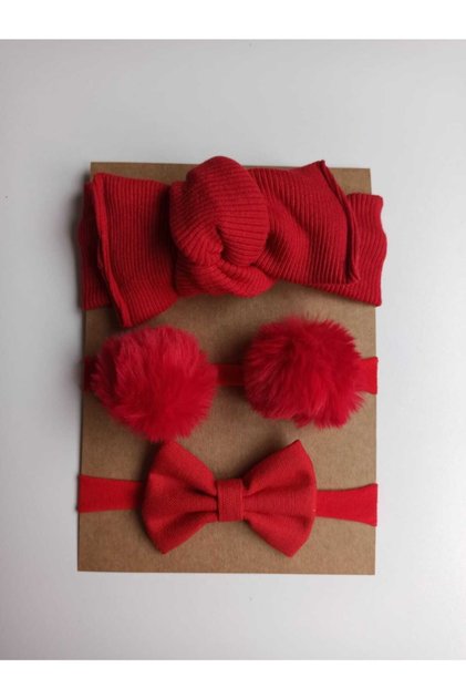 Girl / Ribanna Bandana Pompom Elastic Bandana Bow Elastic Bandana Set of 3