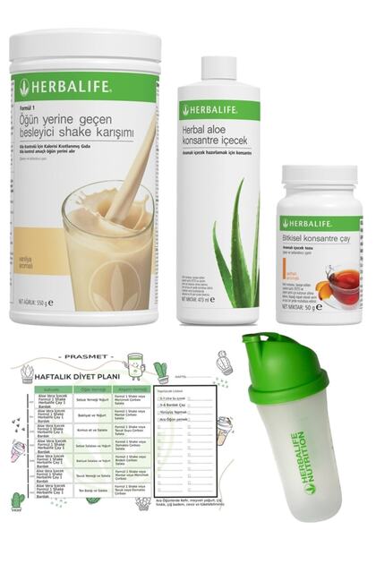Vanilya Shake Şeftali Aroma Çay Aloe Vera Shaker Ve Diyet Listesi Set