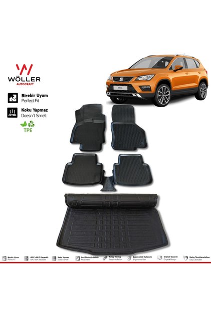 Seat Ateca Paspas Bagaj Havuzu Set 2017 2025 Arası Uyumlu 3d Ultraflex Set