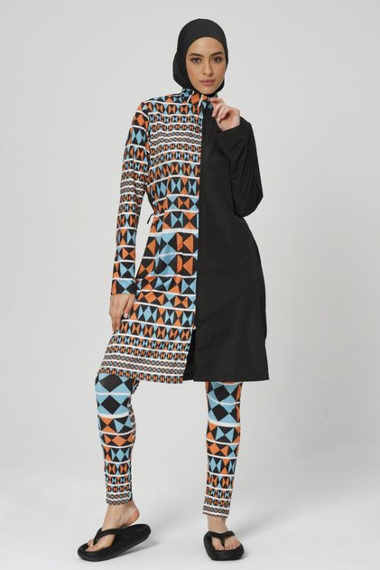 Ethnic Patterned Hijab Swimsuit