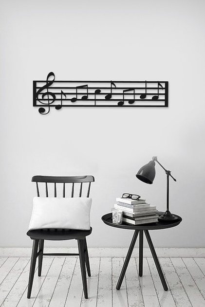 Müzik Notaları Ahşap Duvar Dekor Tablo Dekoratif Tablo Duvar Tablosu Ahşap Tablo Hediyelik 50x18