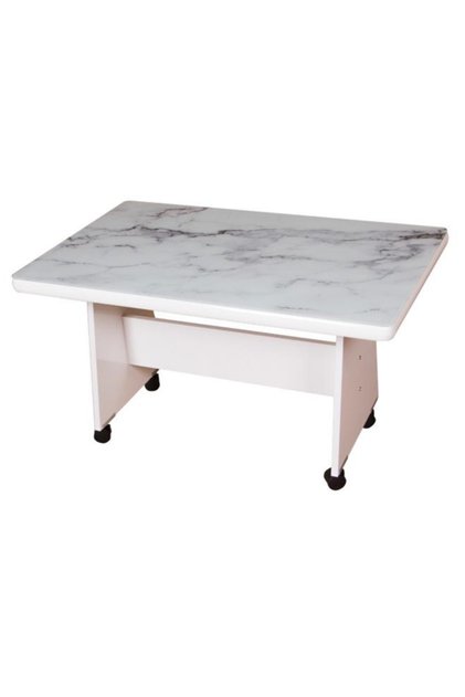 Camlı Masa Tekerlekli Orta Sehpa 65x65x105