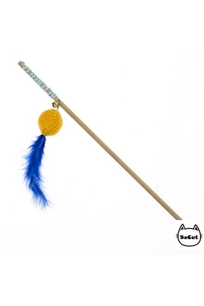 Ball Knitted Amigurimi Cat Fishing Rod, Colorful Furry, Bell Cat Toy