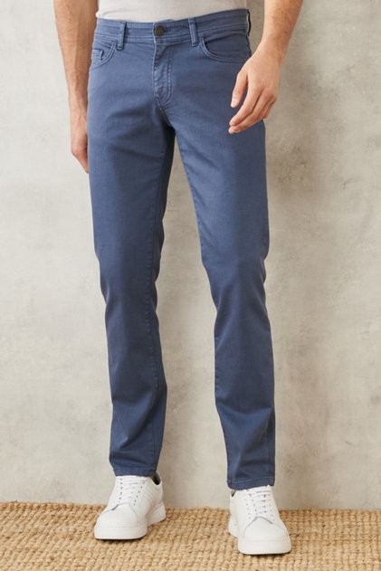 Men's Indigo 360 Degree Stretch in All Directions Comfortable Slim Fit Slim Fit Trousers