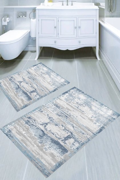 Style Home Digital Printed Non-Slip Base Washable Toilet Seat Set 2-Piece Square 60X100Cm + 50X60Cm