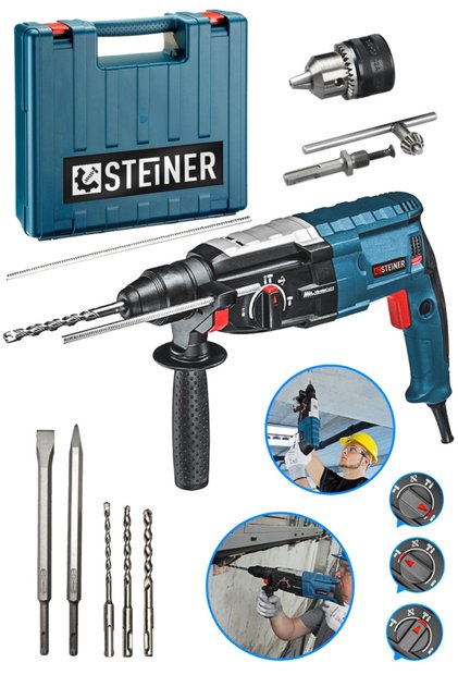 Alman 4000 Watt Profesyonel Kırıcı Delici Hilti Darbeli Matkap Gri + 5 Adet Uç + Mandren