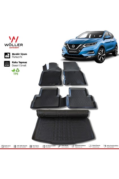 Nissan Qashqai Paspas Bagaj Havuzu 2014 2021 Arası 3d Ultraflex Set