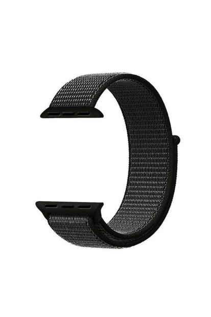 Microsonic Apple Watch Series 6 40mm Hasırlı Woven Sport Loop Siyah Kordon - 3
