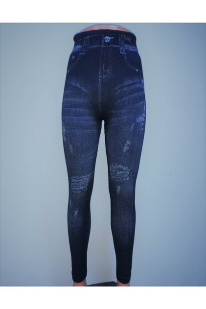 High Waist Leggings with Jeans Look