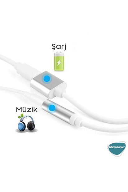 Microsonic 3.5mm To Type-c & Lightning Kablo, Iphone Ses Aux Kablo Dönüştürücü Beyaz - 2