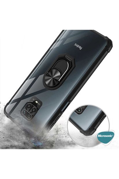 Microsonic Redmi Note 9 Pro Max Kılıf Grande Clear Ring Holder Siyah - 4