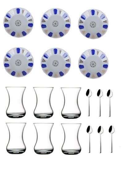 18 Piece Coffee Shop Tea Plate and Glass Set