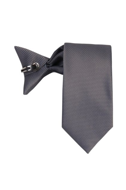 Unisex Gray Eyelet Clip Tie