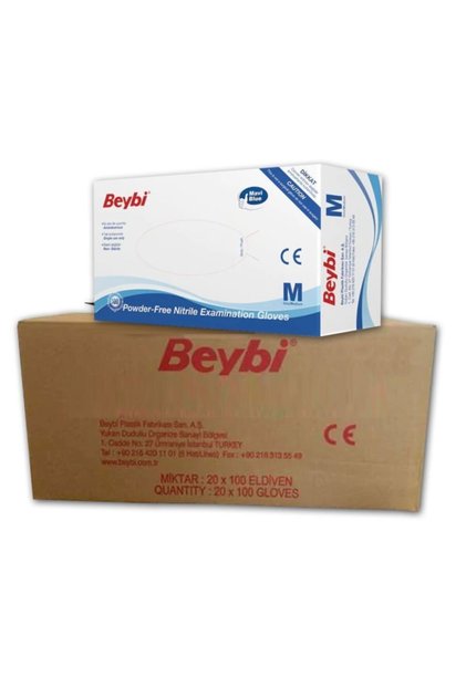 Mavi Pudrasız Nitril Muayene Eldiveni - 20 Paket - 1 Koli (medium)
