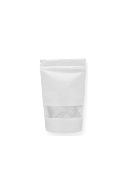 White Paper Doypack with Window 13x22.5 100 Pieces