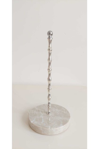 Natural Beige Marble Towel Holder Marble Napkin Holder | Ball Object | Silver