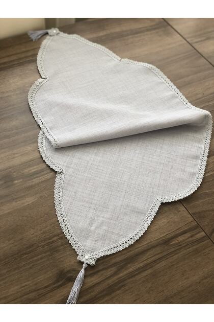 Linen Kumaş Ucu Püsküllü Runner