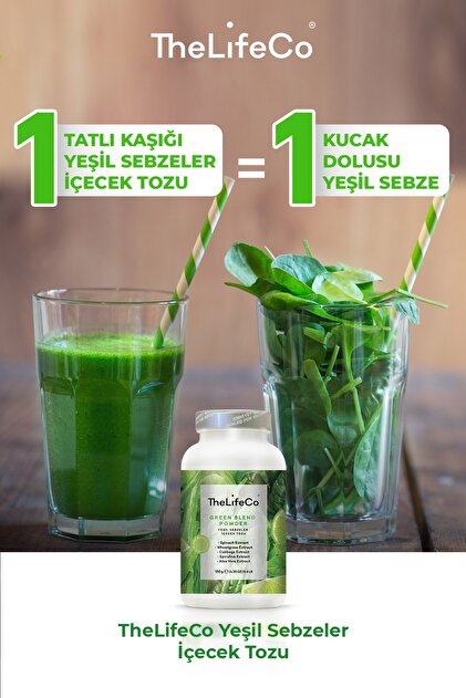 TheLifeCo Yeşil Sebzeler Içecek Tozu 180 G (vegan, Detoks, Kilo