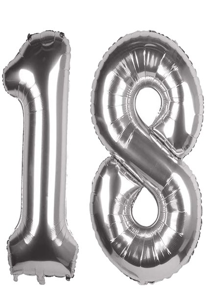 18th Birthday Foil Balloon Set Silver 100 Cm