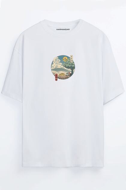 Totoro Anime Printed Unisex Black - White Oversize T-shirt