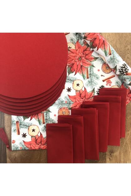 Cockina Flower Patterned - 6 Drumsticks, 6 Napkins and Runner