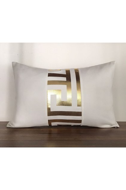White Floor Maze in the Middle Gold Foil Throw Pillow Cover-5030