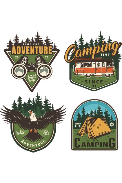 Kamp Temalı Otomobil Karavan Sticker Seti