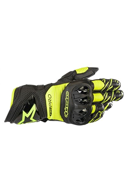 Alpinestars Unisex Siyah Sarı Deri Korumalı Motosiklet Eldiveni Gp