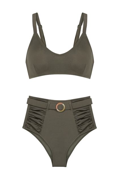 V Cut Khaki Bikini Set