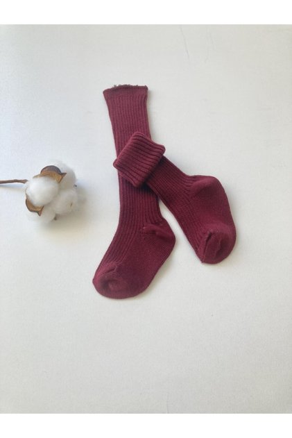 Plum Corded Knee Socks
