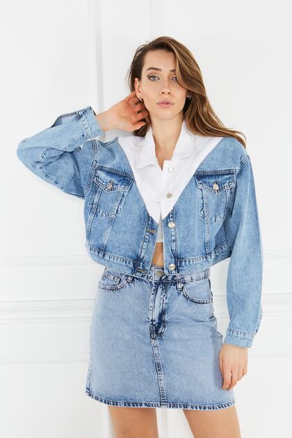 Palton din denim în două culori