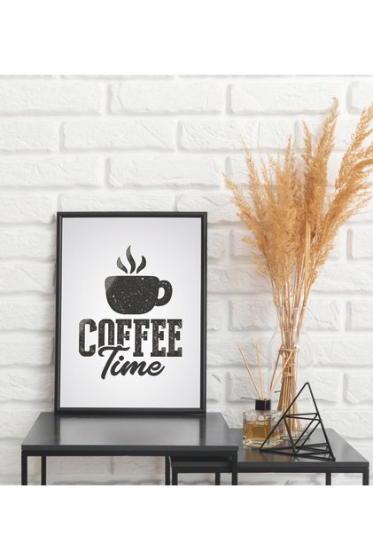 Coffee Time Yazılı Çerçeve Görünümlü Mdf Tablo