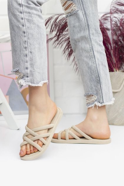 G124.94 Rope Pattern Women's Slippers Beach Sea Pool Slippers