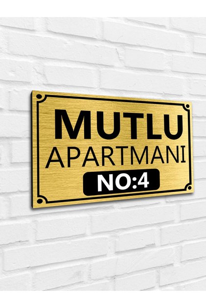 Apartman-site Kapı Isimliği Kapı Tabelası Gold 20x29 Cm